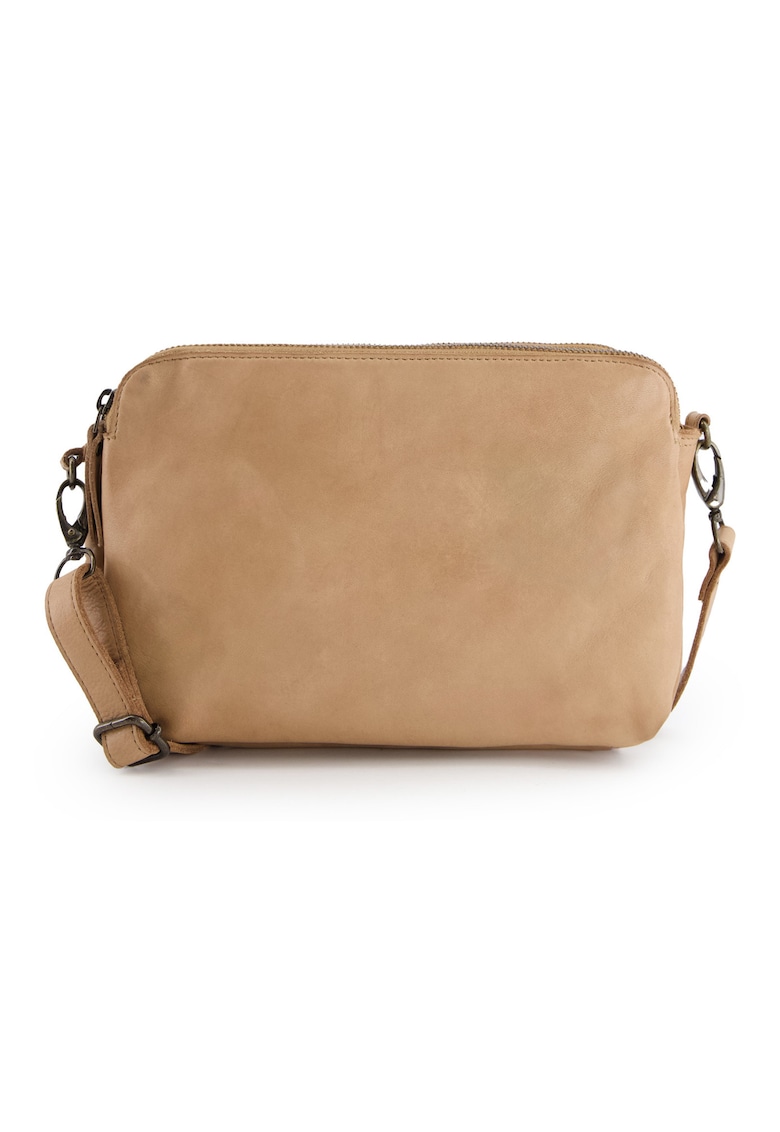 Geanta crossbody dama piele naturala - bej - 18x26x10cm - 2 buzunare interioare - 1 buzunar exterior - curea detasabila max 150cm