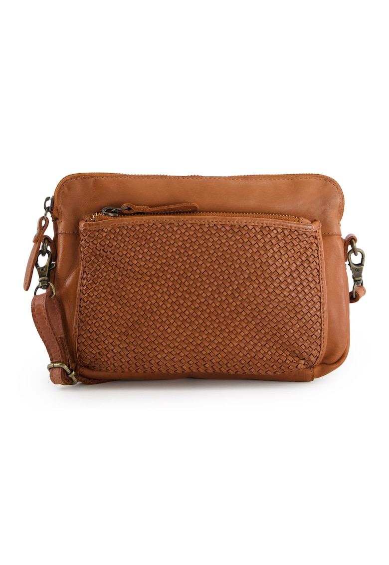 Geanta crossbody din piele naturala - maro - 15x22 -5x6cm - cu 2 buzunare interioare si 2 exterioare - curea detasabila max 150cm