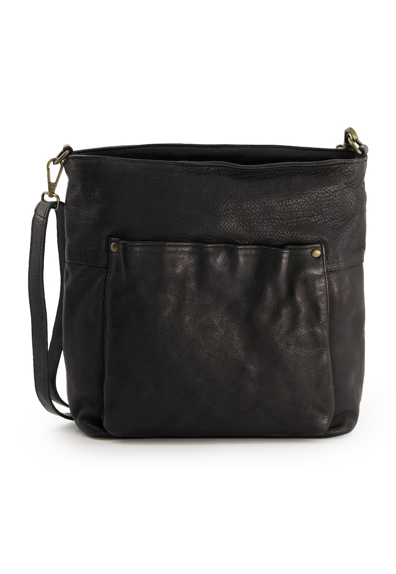 Geanta crossbody dama piele naturala - neagra - 28x30x8cm - 3 buzunare interioare - 2 buzunare exterioare - curea detasabila max 140cm