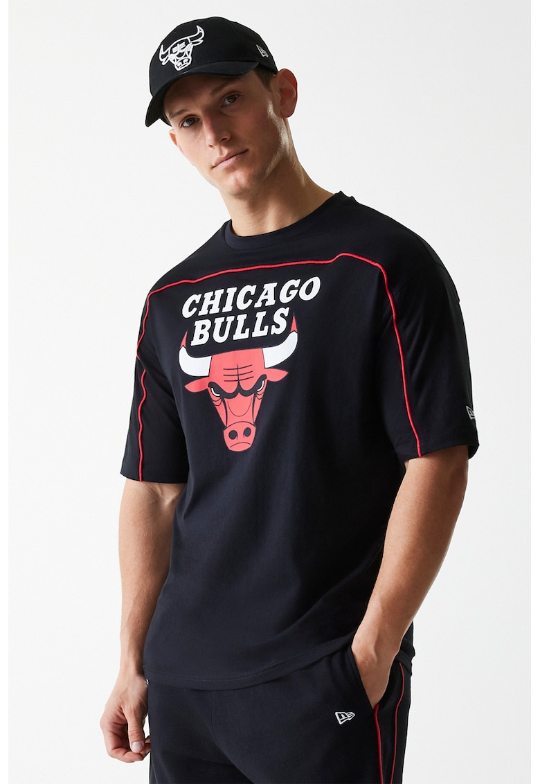 Tricou supradimensionat din bumbac cu imprimeu frontal cauciucat