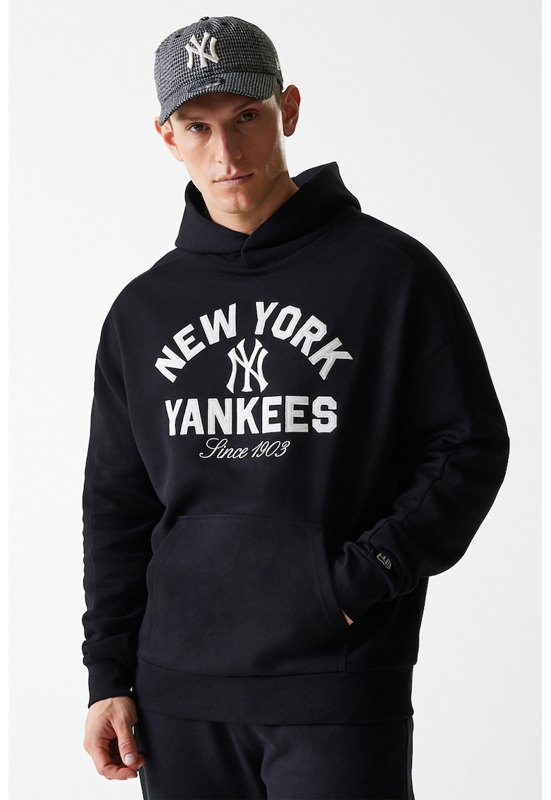 Hanorac de bumbac cu logo brodat - Negru