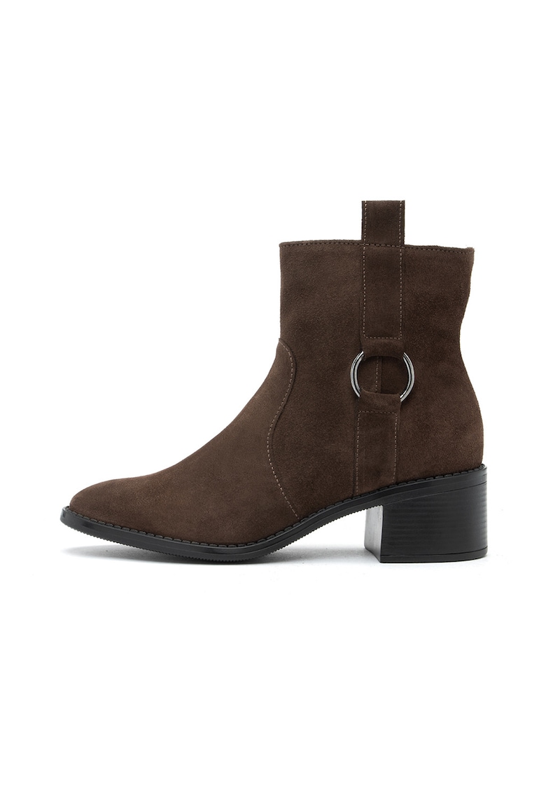 Botine de piele intoarsa cu fermoar Triss