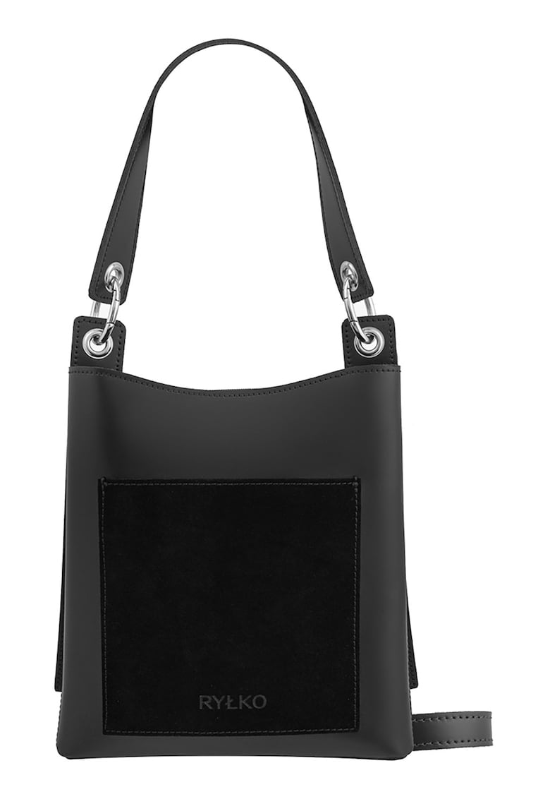 Geana tote de piele cu bareta detasabila - Negru
