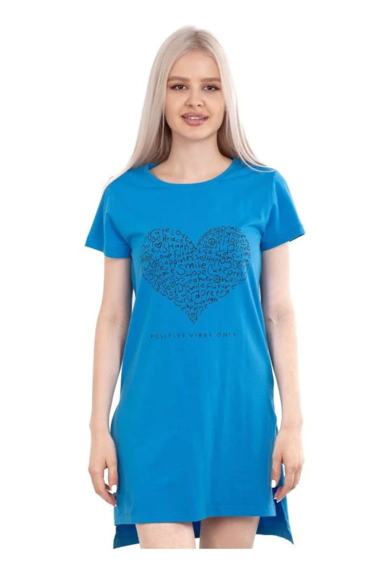 Rochie tunica din bumbac pentru dame - cu imprimeu - casual - de vara