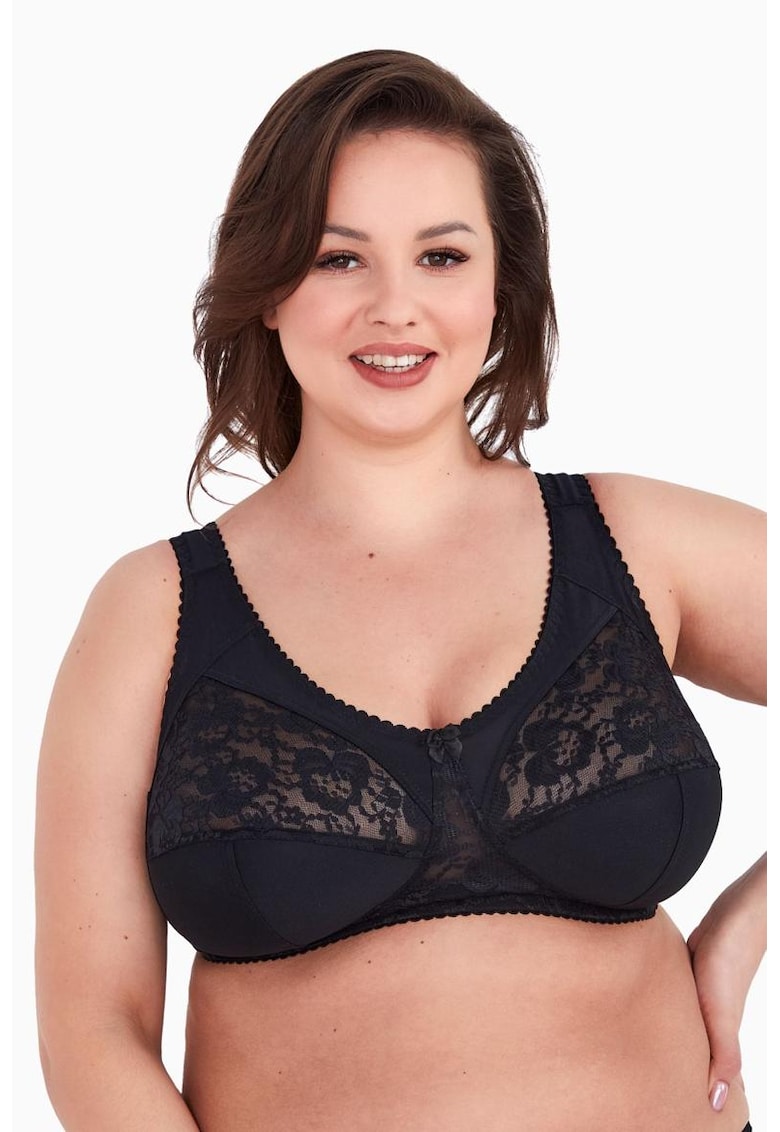 Sutien cu acoperire completa - cu insertii din dantela - fara burete