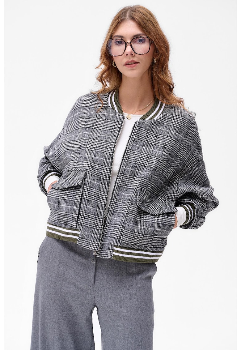 Jacheta din amestec de lana cu maneci cazute si buzunare aplicate