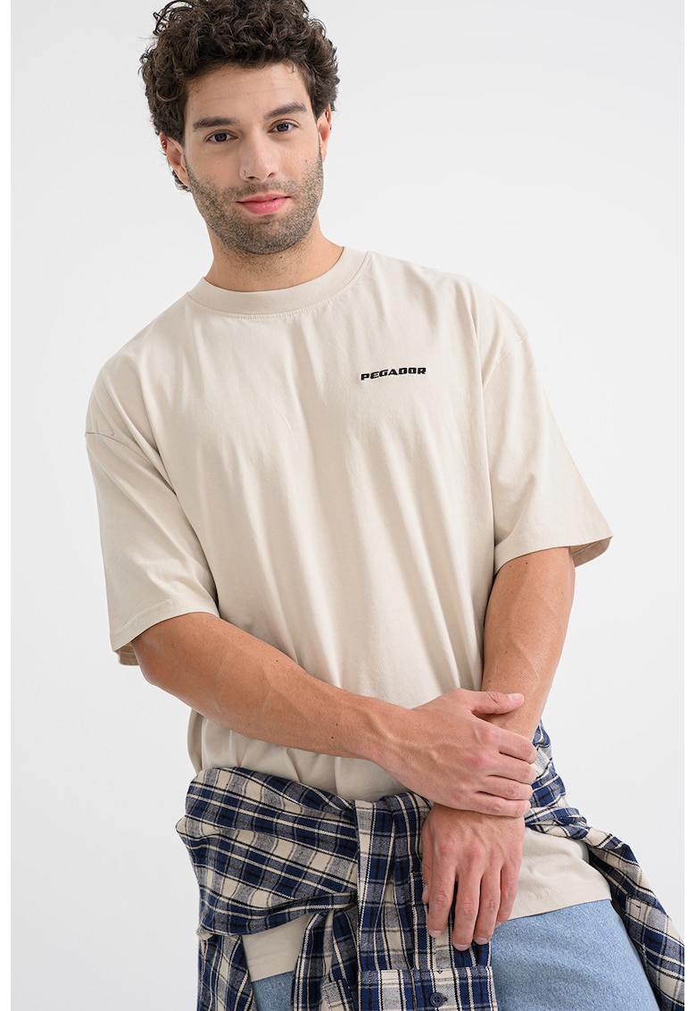 Tricou lejer din bumbac cu logo - Bej deschis