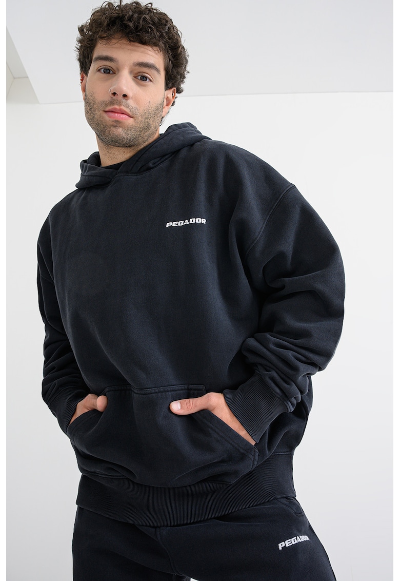 Hanorac lejer cu buzunar kangaroo - Negru stins