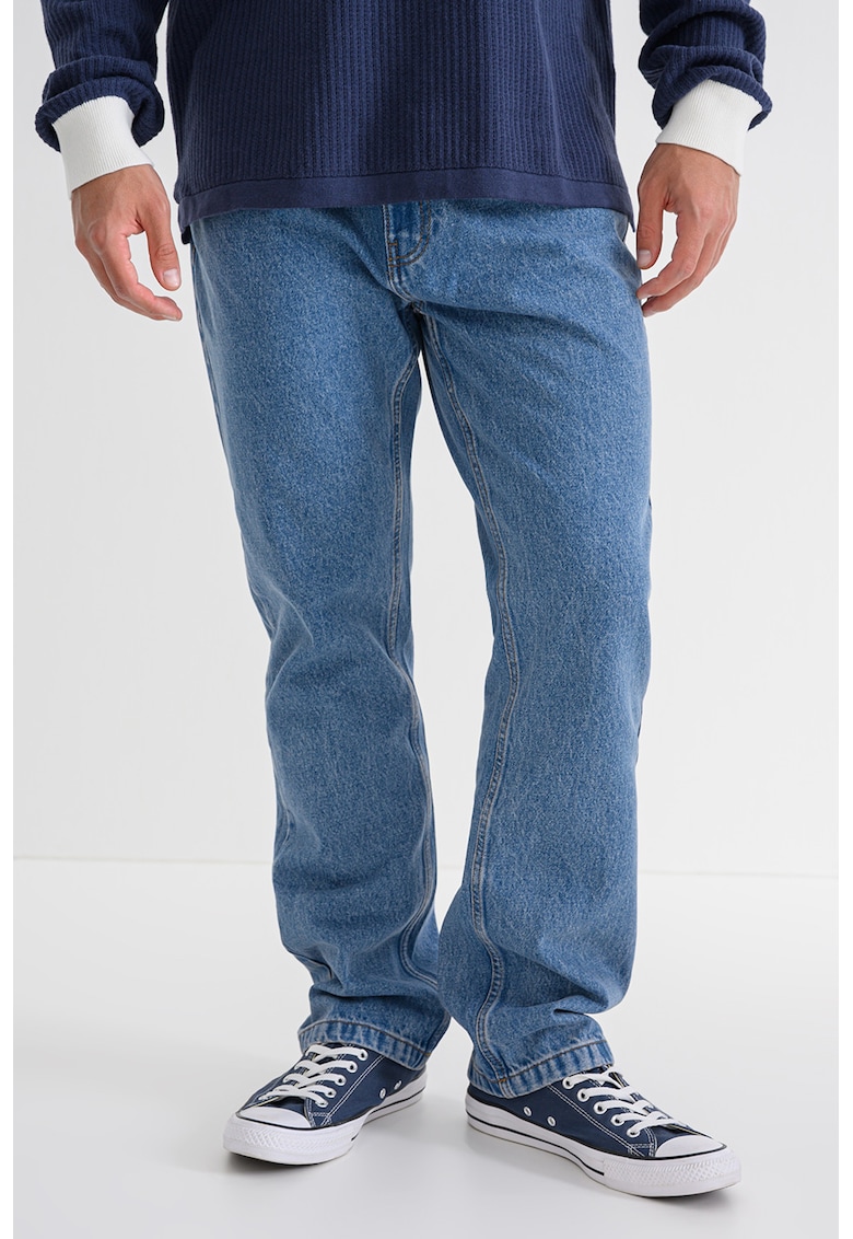 Blugi relaxed-fit cu talie medie - Albastru prafuit