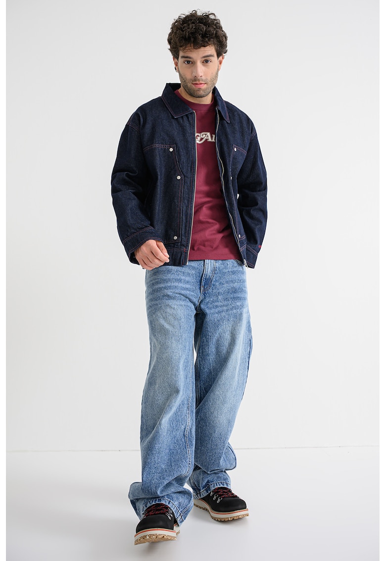 Jacheta lejera din denim cu fermoar