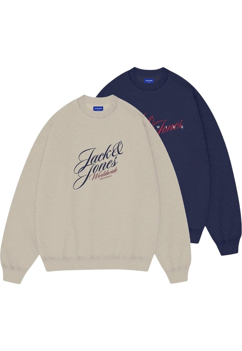 Bluza JACK &JONES Inwood Sweat Crew MP 2 bucati 50618 - Albastru inchis/Bej