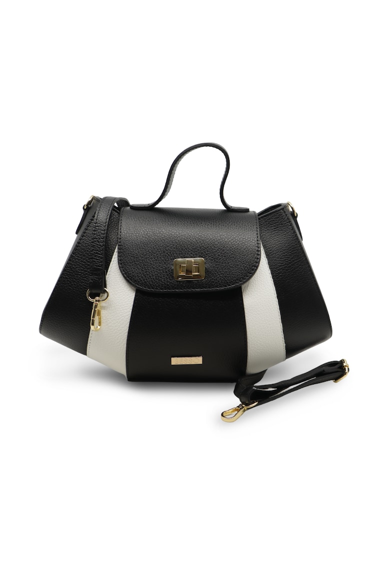 Geanta de mana din piele naturala Fiaba Soave - Negru