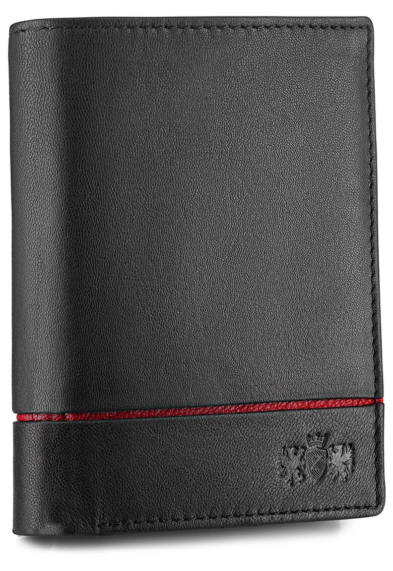 Portofel barbati - ® - ZG-N4-F5 - Fabriano - Piele naturala - 12.5x9x3 cm - Negru