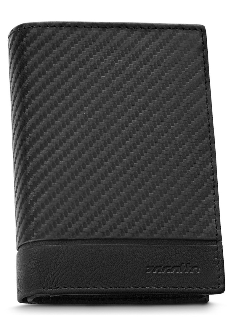 Portofel barbati - ® - ZG-N4-F7 - Fabriano - Piele naturala - 9x12.5x2.5 cm - Negru