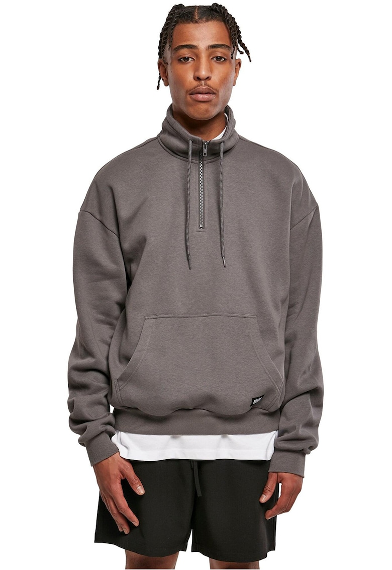 Bluza de trening din bumbac organic cu fermoar si buzunar kangaroo