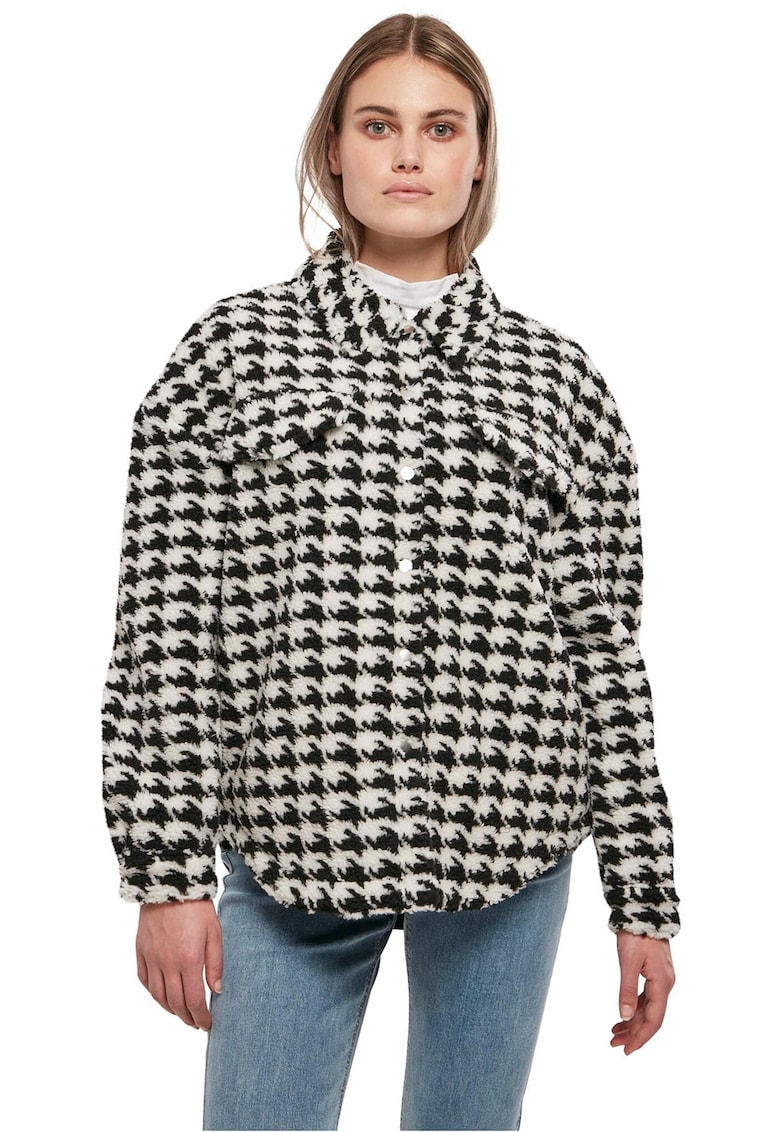 Jacheta pufoasa cu model houndstooth