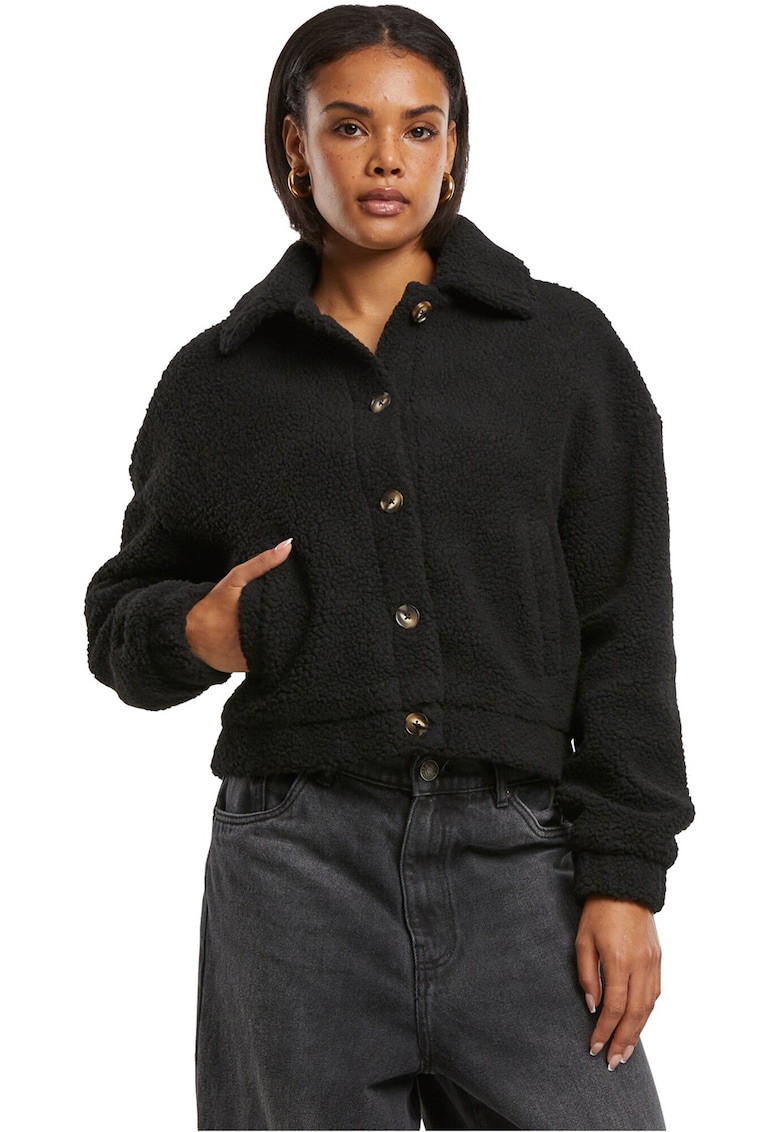 Geaca pufoasa cu nasturi