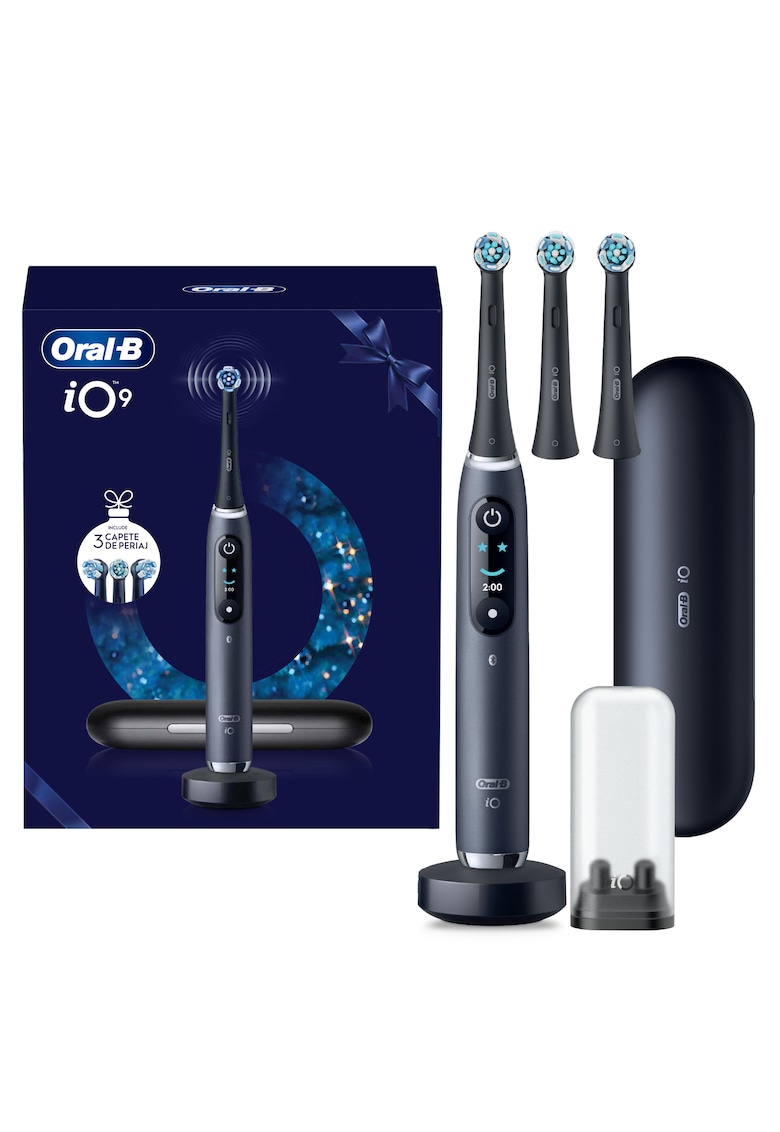 Periuta de dinti electrica iO9 Tehnologie Magnetica - Micro-Vibratii - Inteligenta artificiala - Display led - Senzor de presiune Smart - Timer - 7 moduri - 1 capat