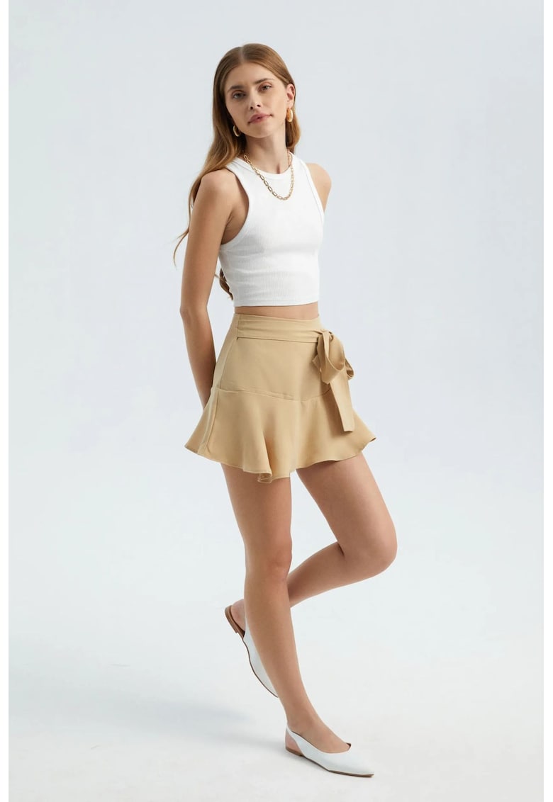 Fusta mini cu cordon in talie