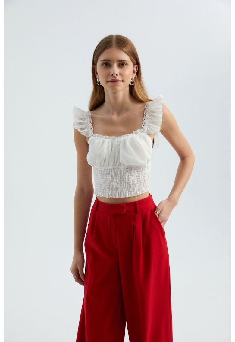 Bluza crop eleganta - Ivoire