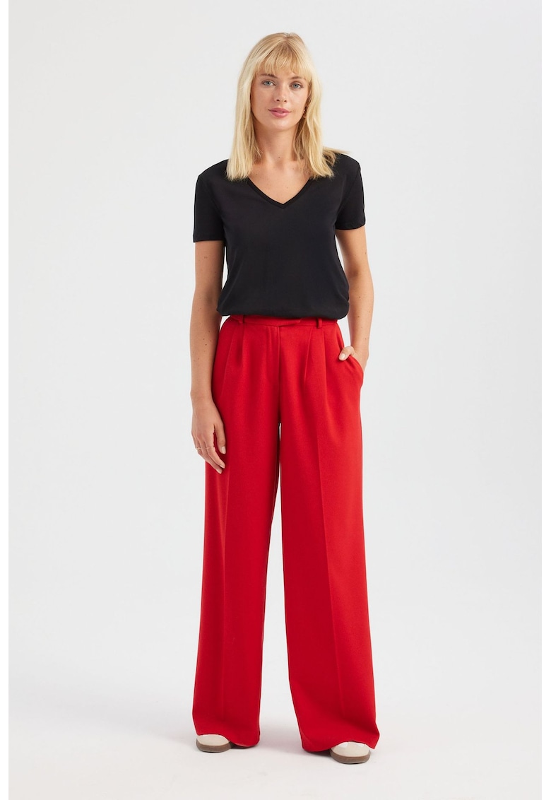 Tricou uni cu decolteu in V