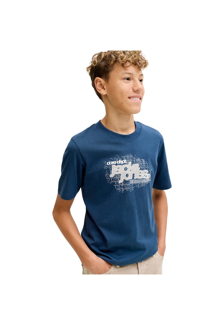 Tricou JACK &JONES Grid Branding JNR 50589 - Albastru