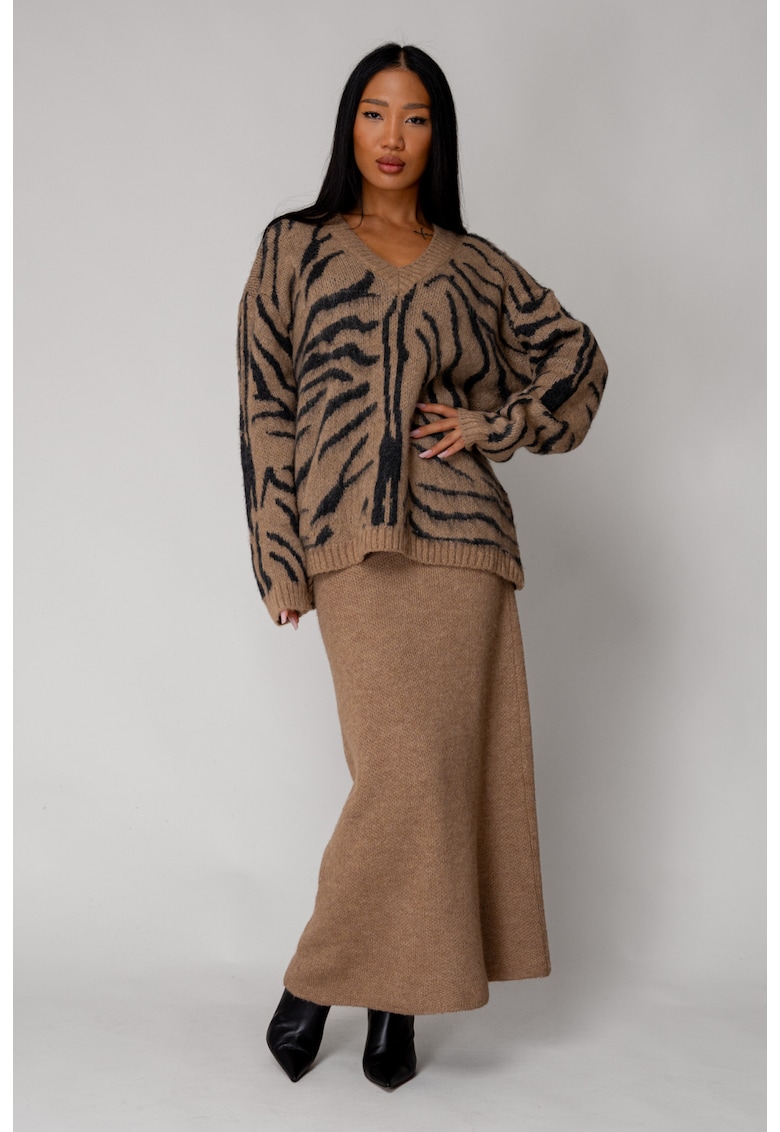 Set Pulover si Fusta lunga Black/Brown 18271