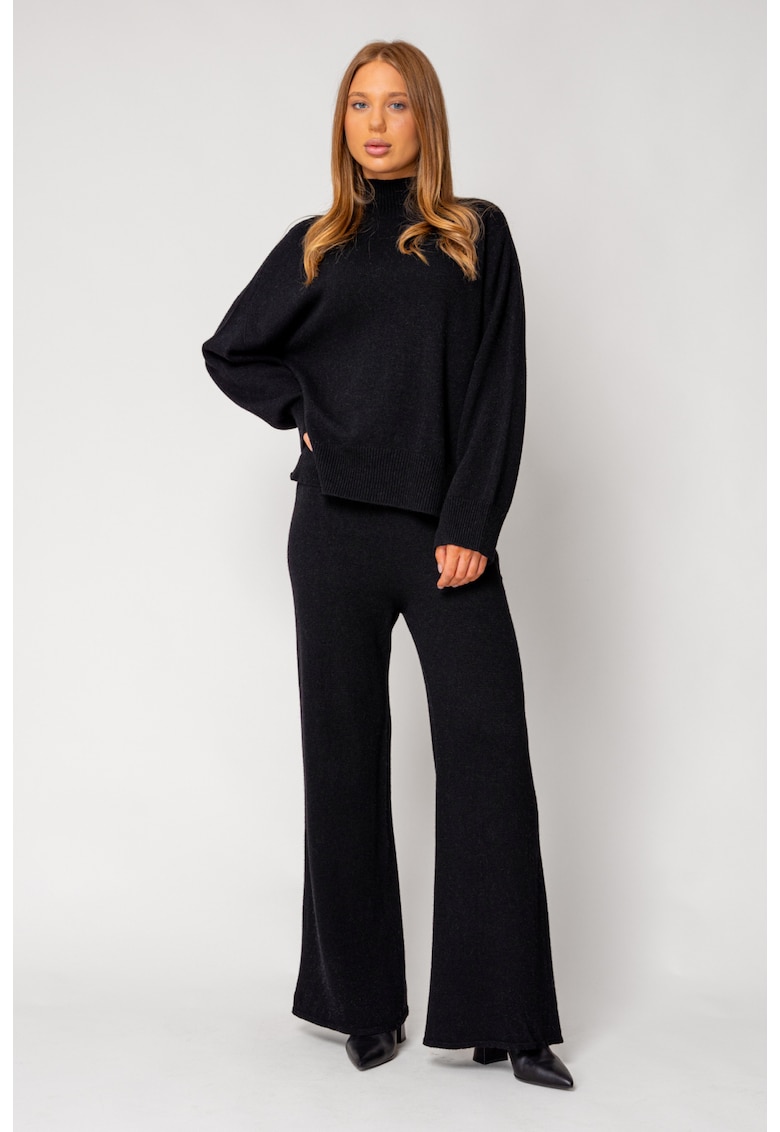 Set Pulover si Pantalon mix de lana si casmir Black 18304