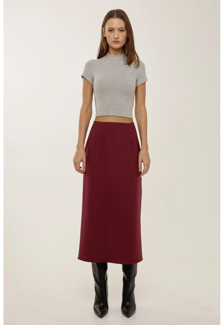 Fusta midi visinie cu talie inalta