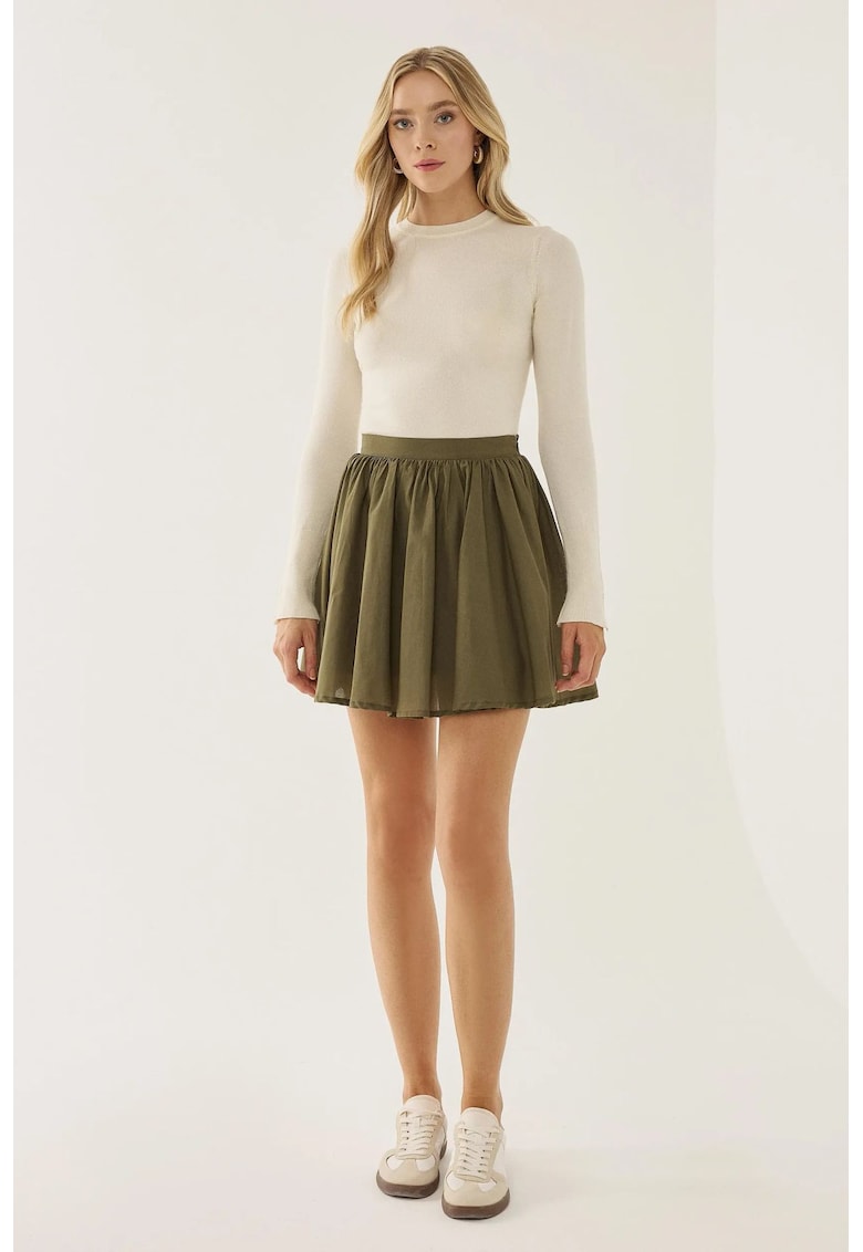 Fusta mini cu volane si elastic in talie