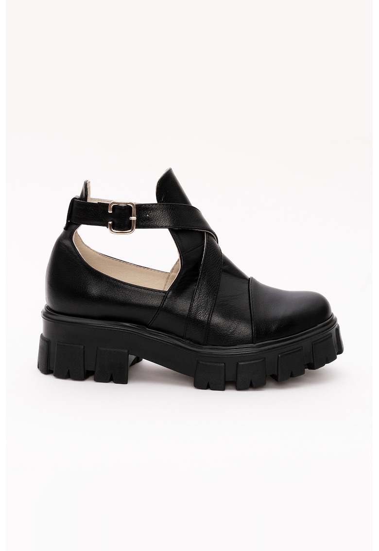 Pantofi de piele cu decupaje - Negru