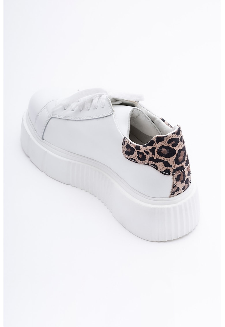 Pantofi sport wedge de piele - Alb