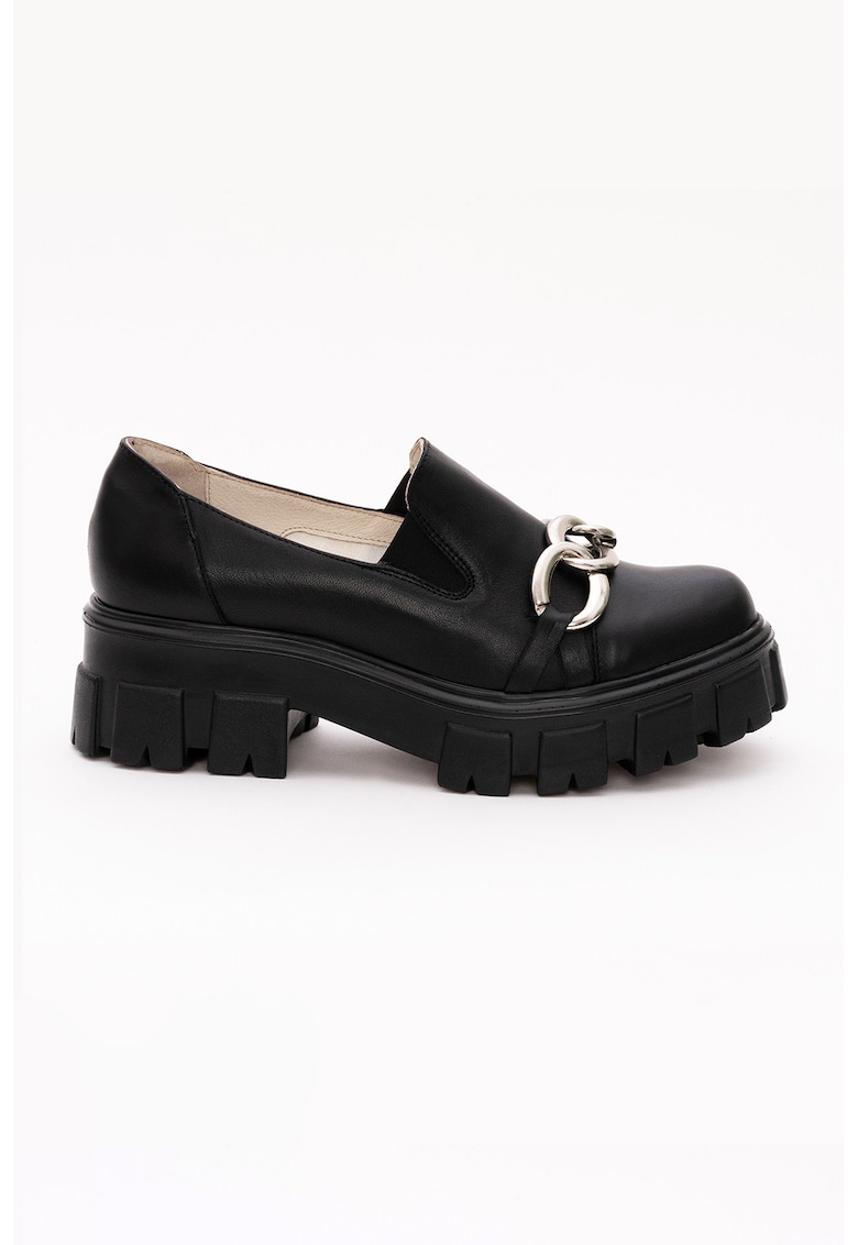 Pantofi loafer de piele cu detalii de lant