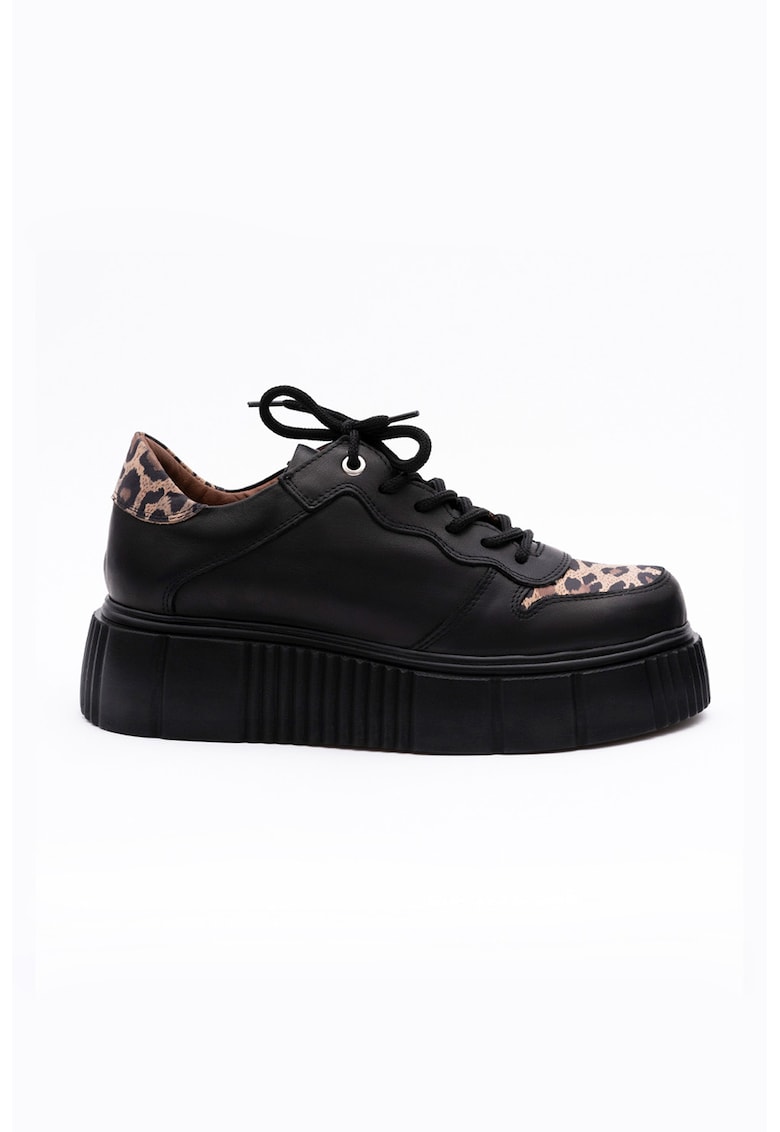 Pantofi wedge de piele - Negru