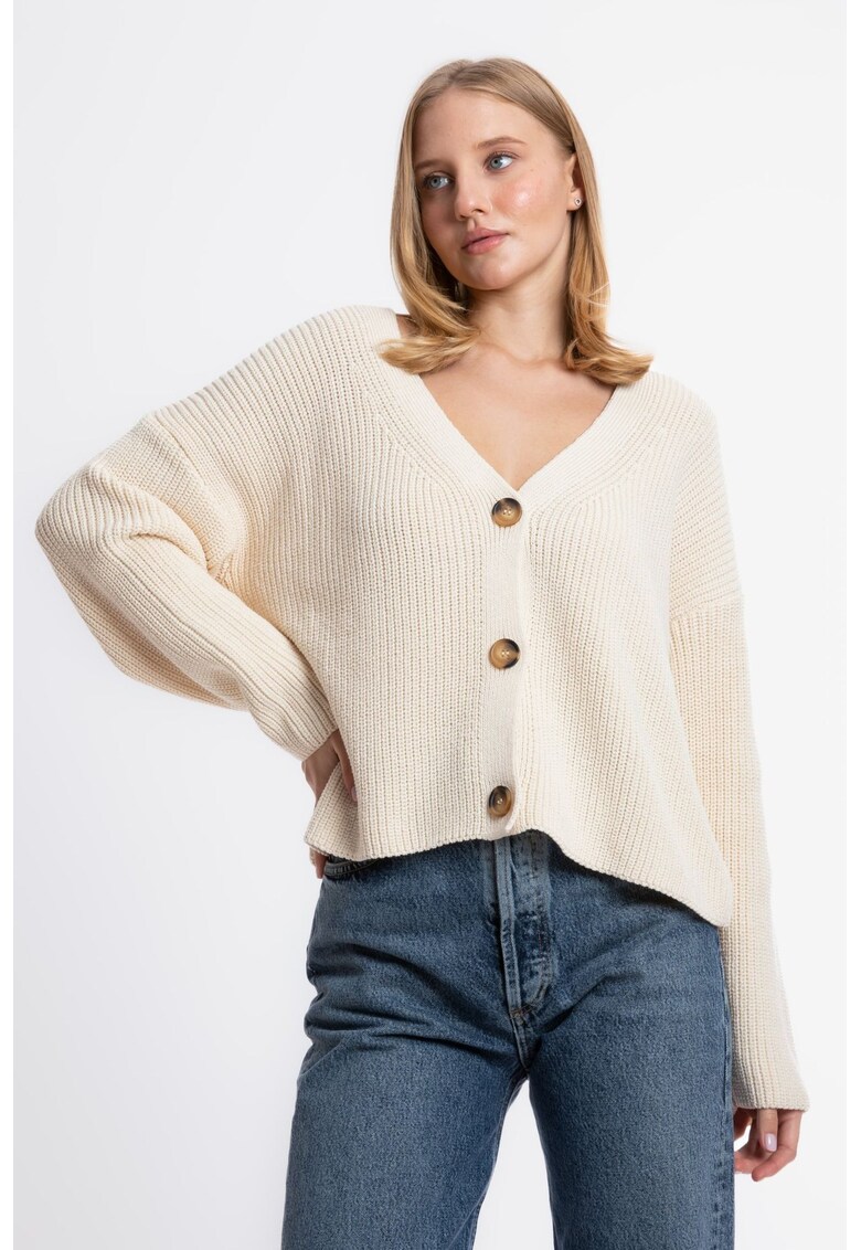 Pulover dama - tricot - model cu nasturi - crem