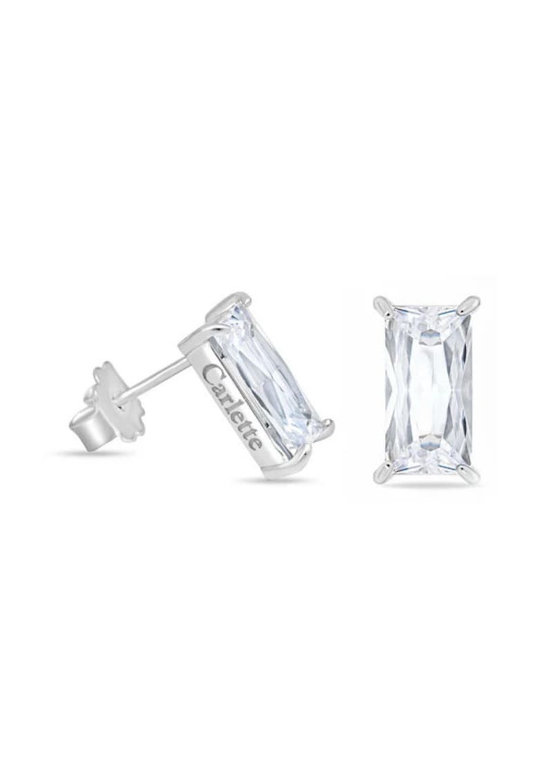 Cercei din otel inoxidabil hipoalergenic cu piatra zirconia - placati cu rodiu Crystal Glam