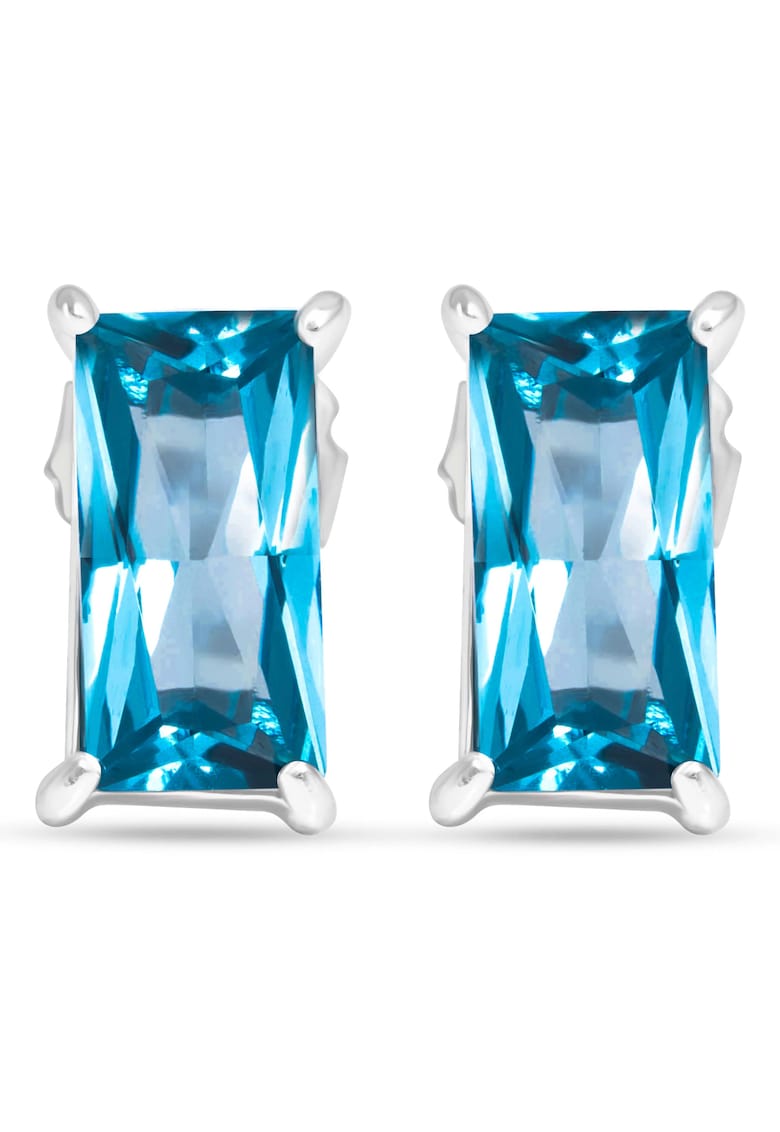 Cercei din otel inoxidabil hipoalergenic cu piatra zirconia Stunning Blue - placati cu rodiu