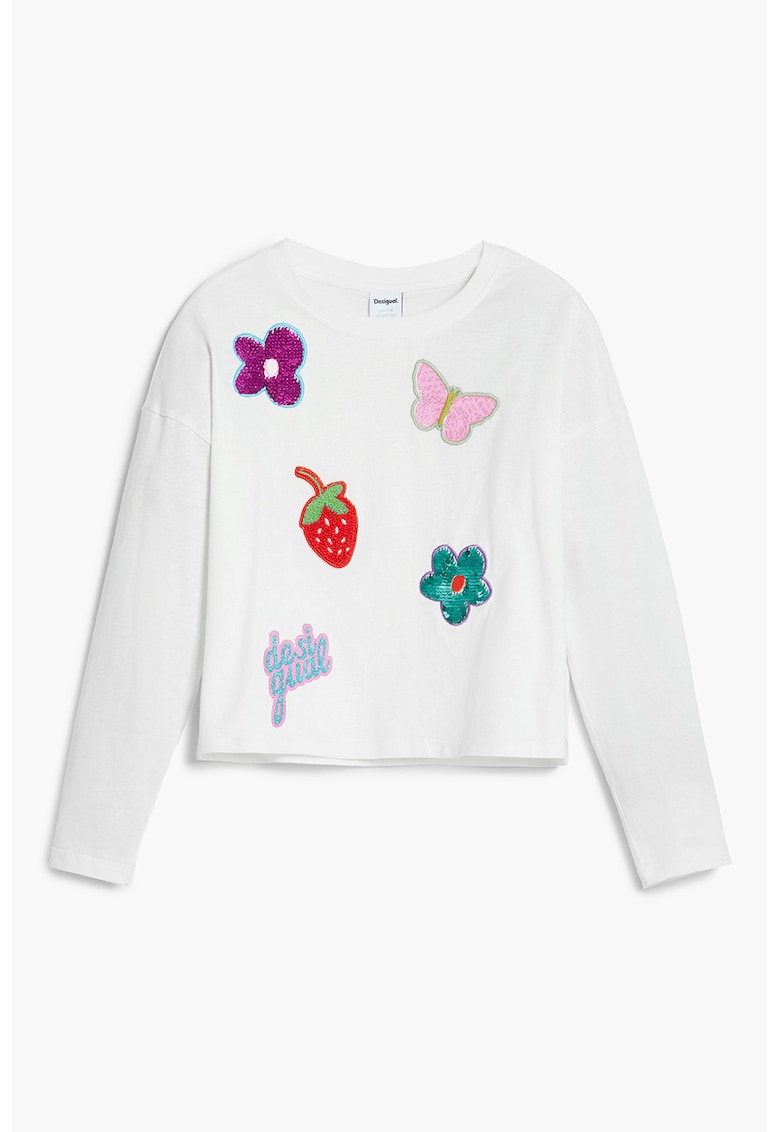 Bluza de bumbac cu diverse aplicatii