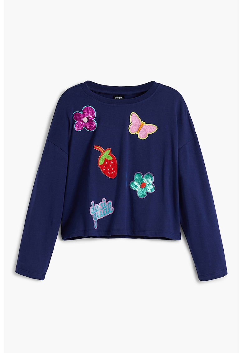 Bluza de bumbac cu diverse aplicatii