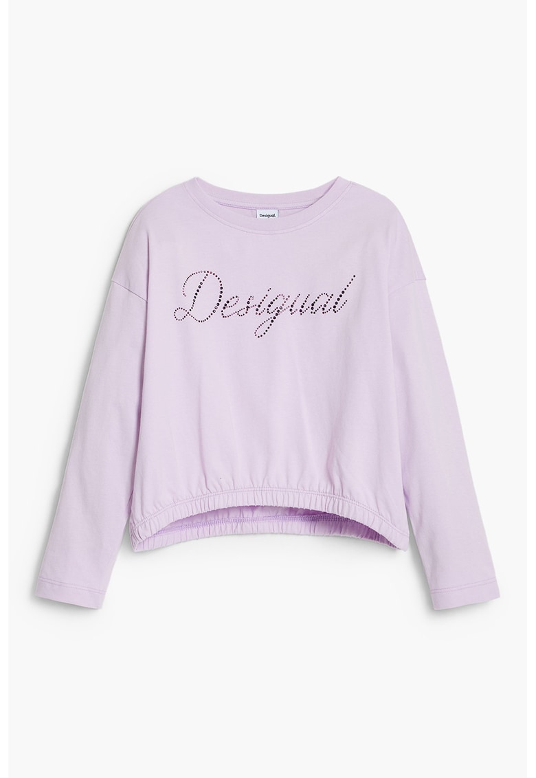 Bluza cu model text si decolteu la baza gatului Bluza cu model text si decolteu la baza gatului