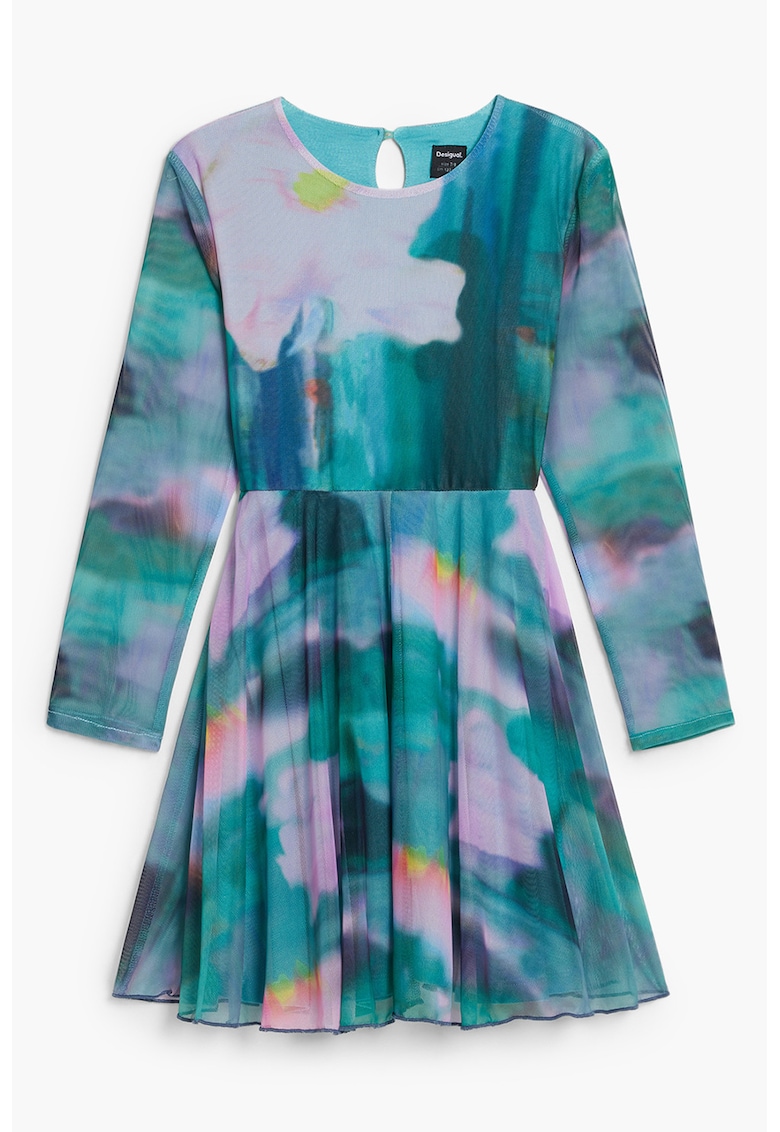 Rochie mini cu maneci lungi si model tie-dye