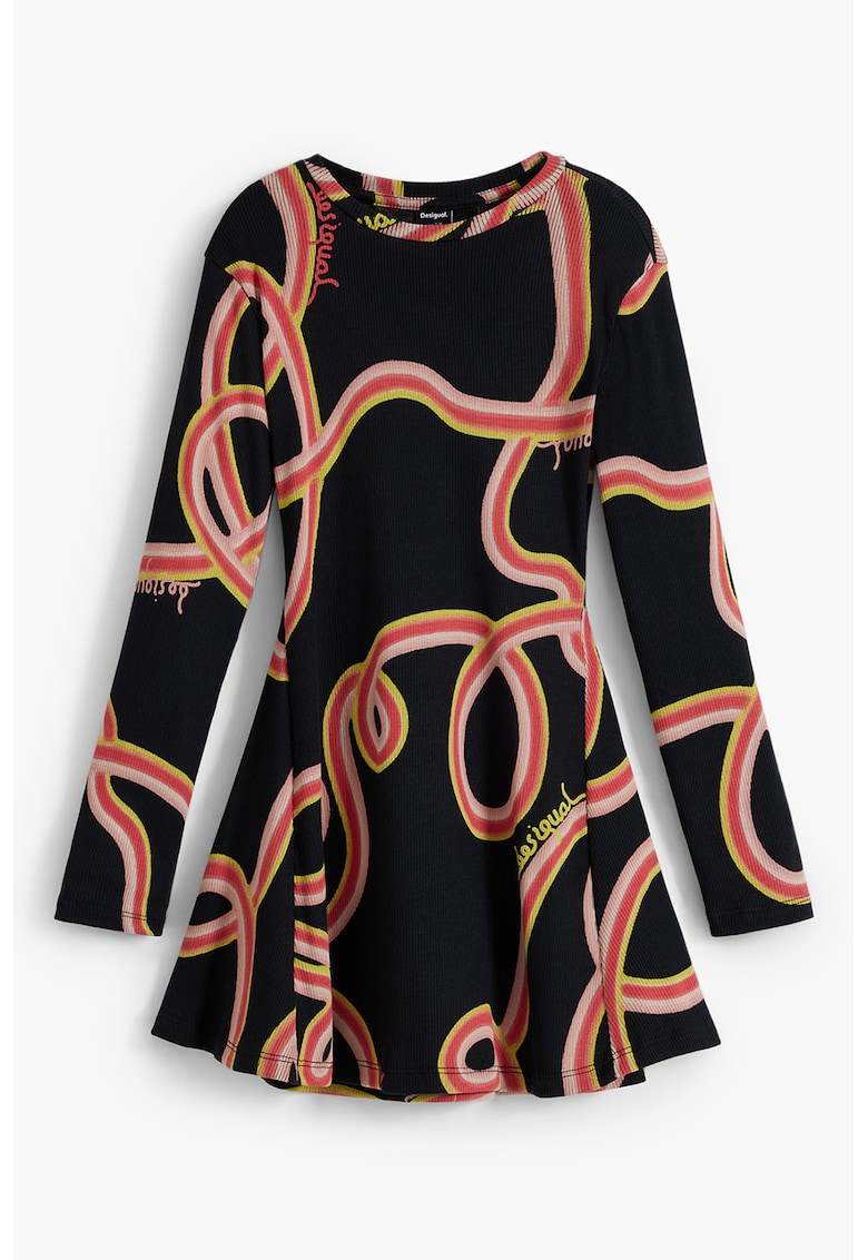 Rochie mini cu imprimeu si maneci lungi