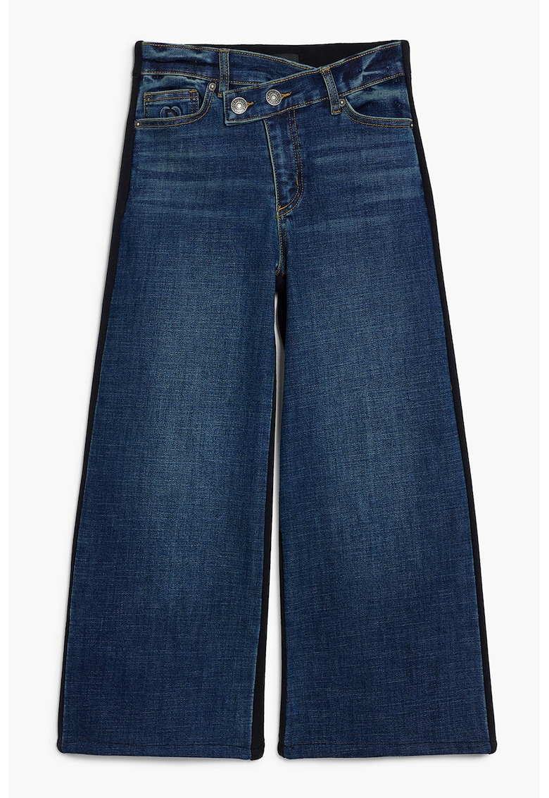 Blugi cu croiala ampla si aspect decolorat - Negru/Albastru inchis