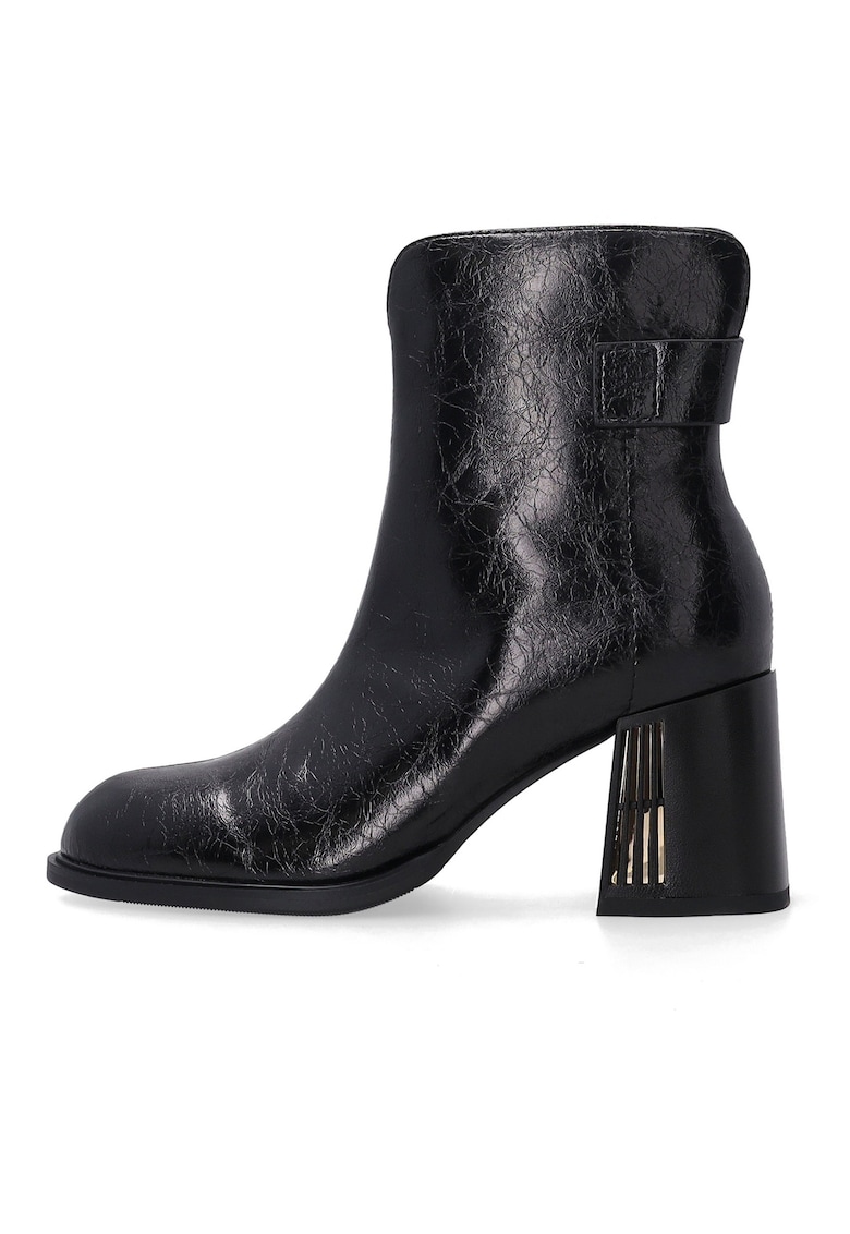 Botine din piele naturala cu fermoar si toc masiv