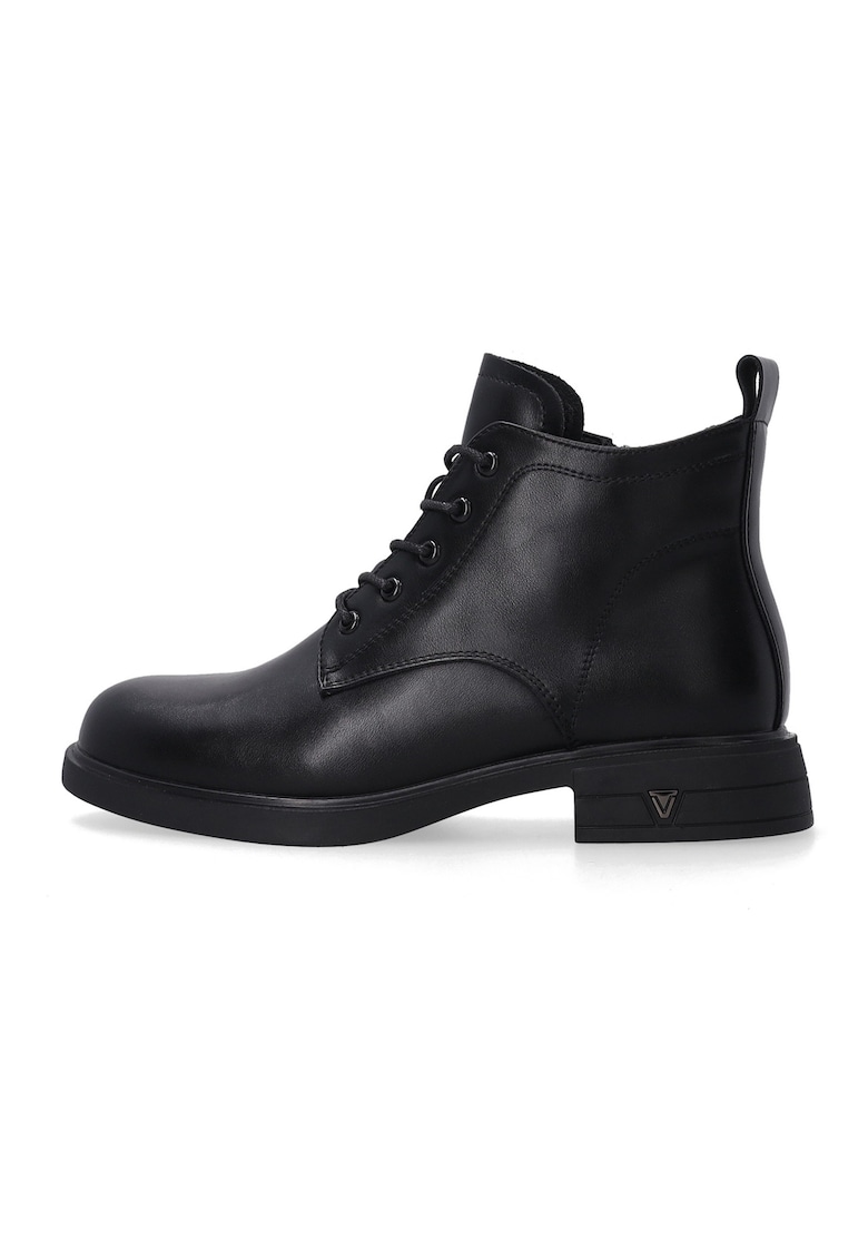 Ghete din piele naturala cu fermoar si varf rotunjit