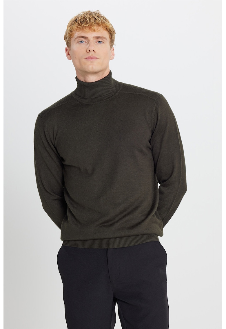Pulover din amestec de lana cu guler inalt