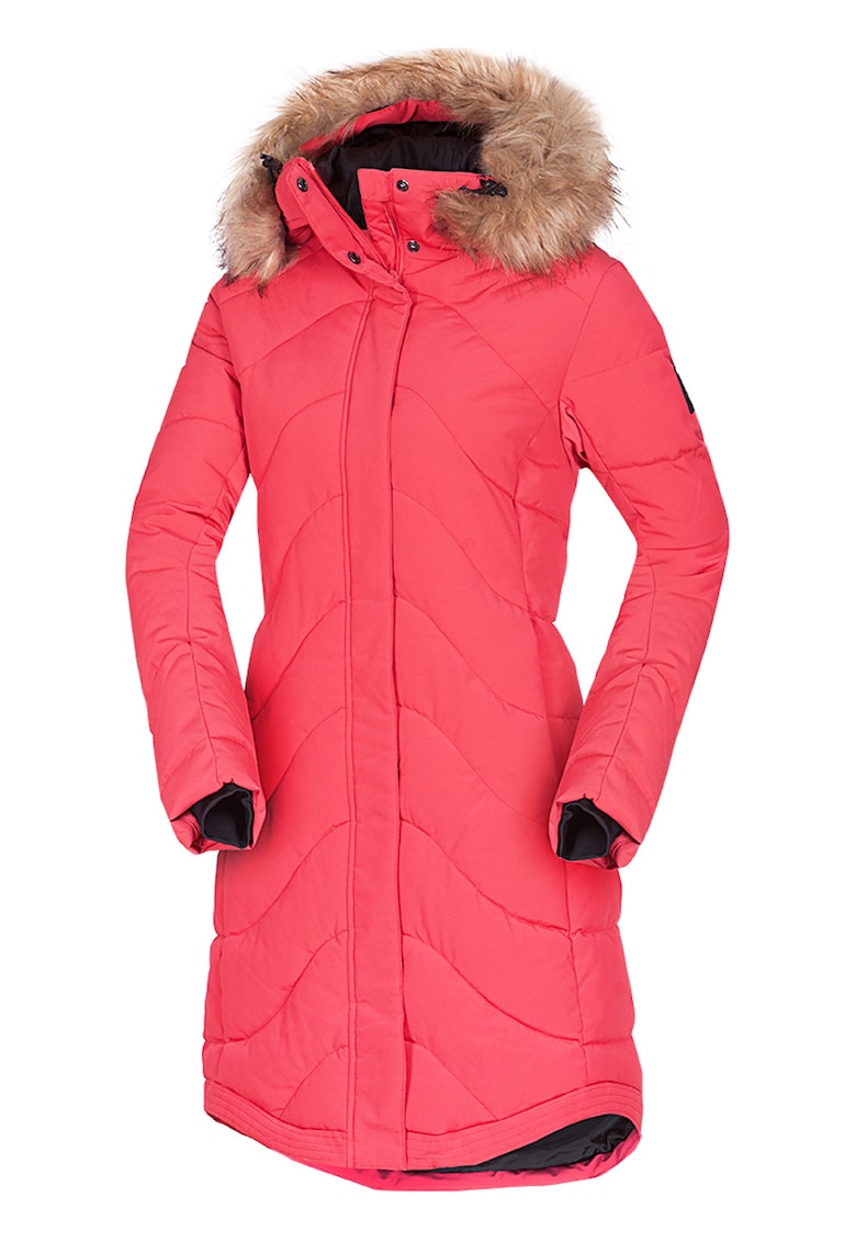 Geaca lunga cu guler si gluga Raelynn - Roz aprins