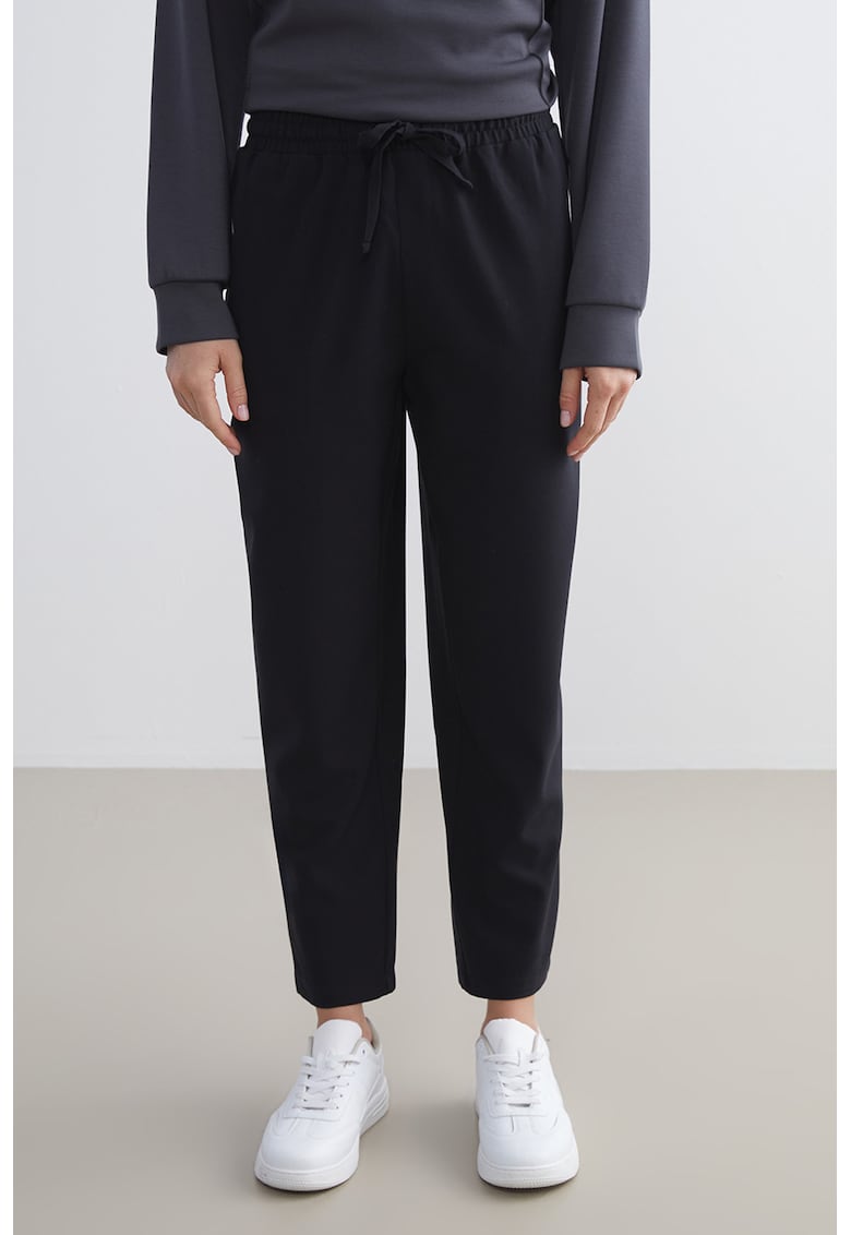 Pantaloni drepti cu talie inalta - Negru