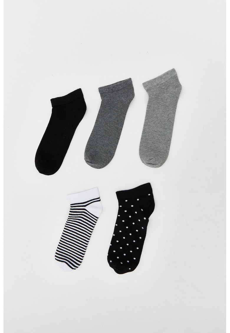 Set de sosete pana la glezna cu model - 5 perechi Set de sosete pana la glezna cu model - 5 perechi