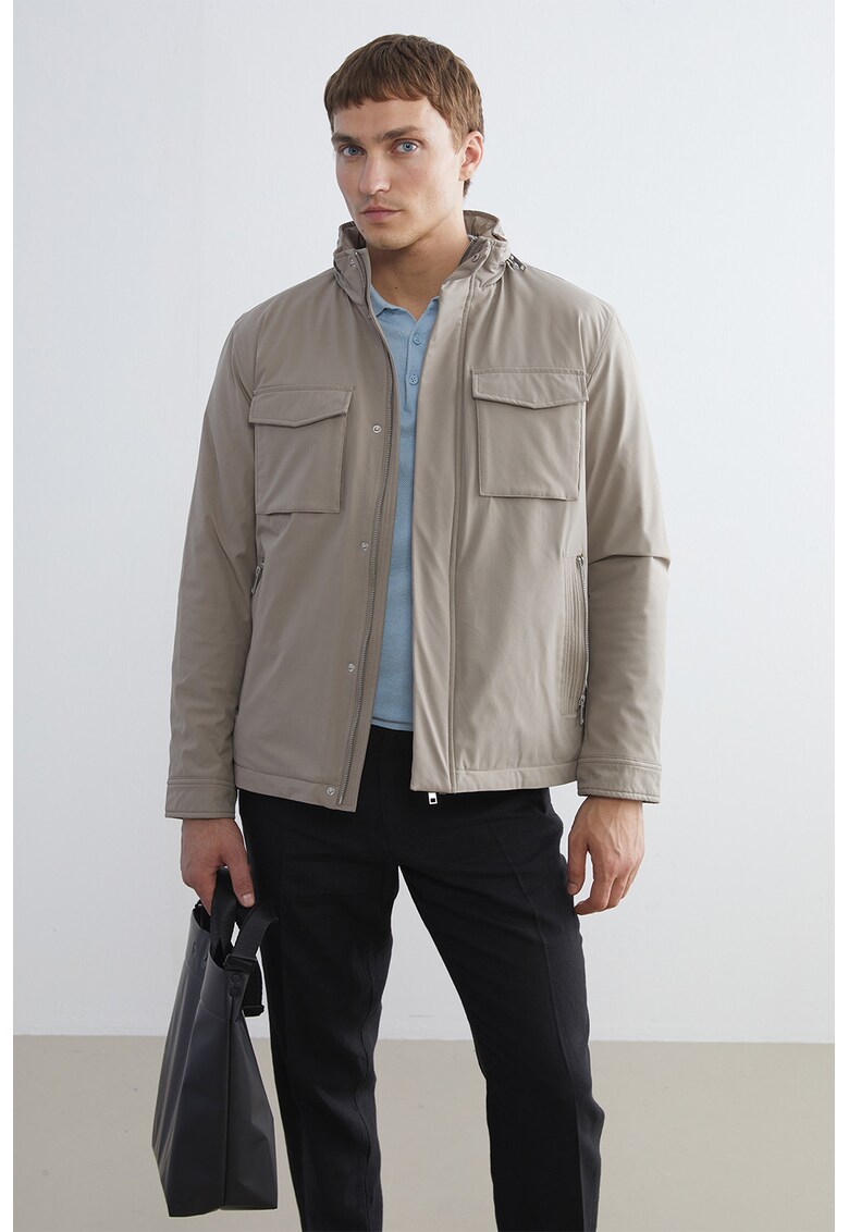 Jacheta cu gluga pliabila - Maro taupe